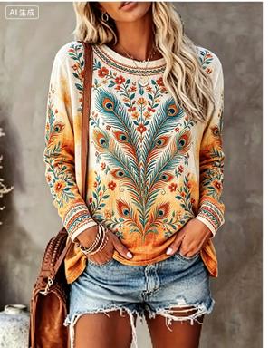 T-Shirts - Women Long Sleeve T‑Shirt Vintage Ladybug