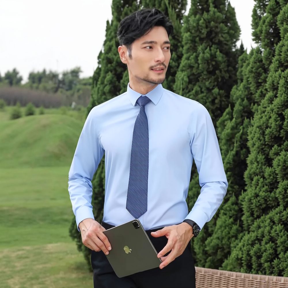 Breathable Bamboo Fiber Shirt Non Iron - Mens Fashion Long Sleeve Shirt Bamboo
