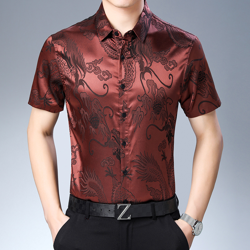 Mens Fashion Pattern Silk Shir - Mens Satin Silk Dress Shirt recension och pris