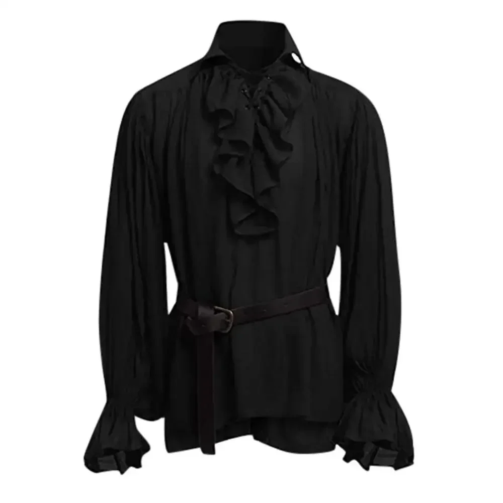 Medieval Shirts Ruffled Gothic - Medieval Gothic Lace Up Pirate Shirt recension och pris