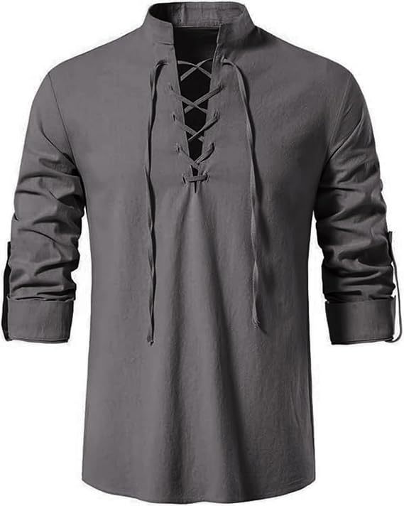 Mens Pirate Shirt Viking Retro - Medieval Gothic Lace Up Pirate Shirt recension och pris