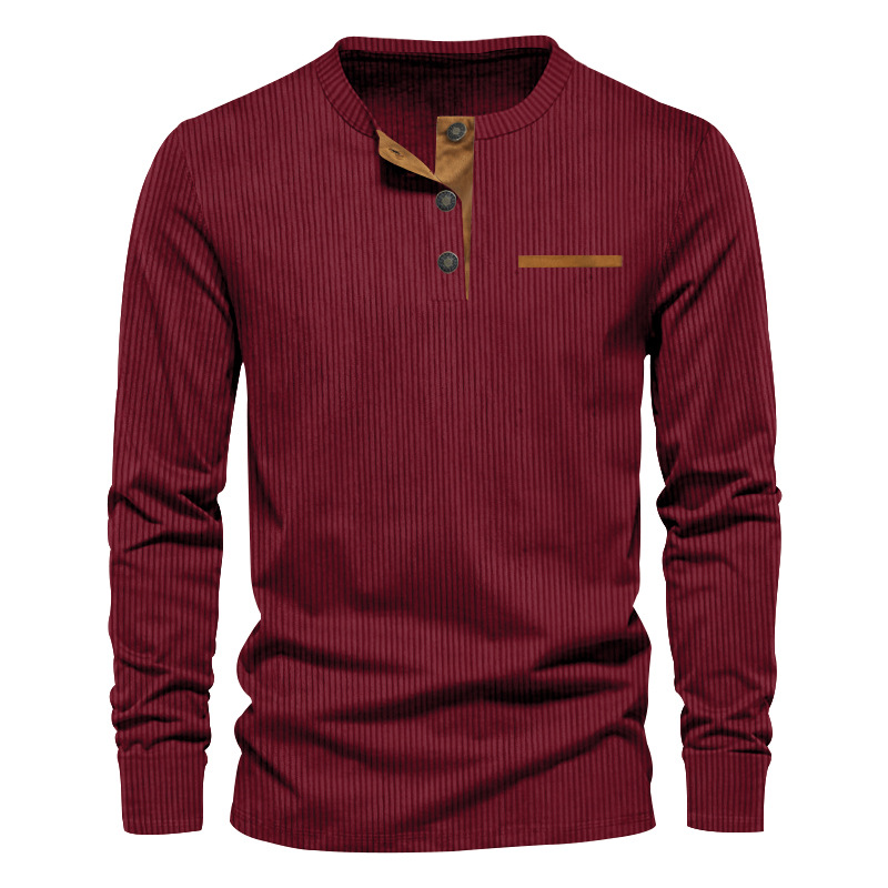 New Men's Long Sleeve T-shirt  - Corduroy Button Up Shirt Men recension och pris