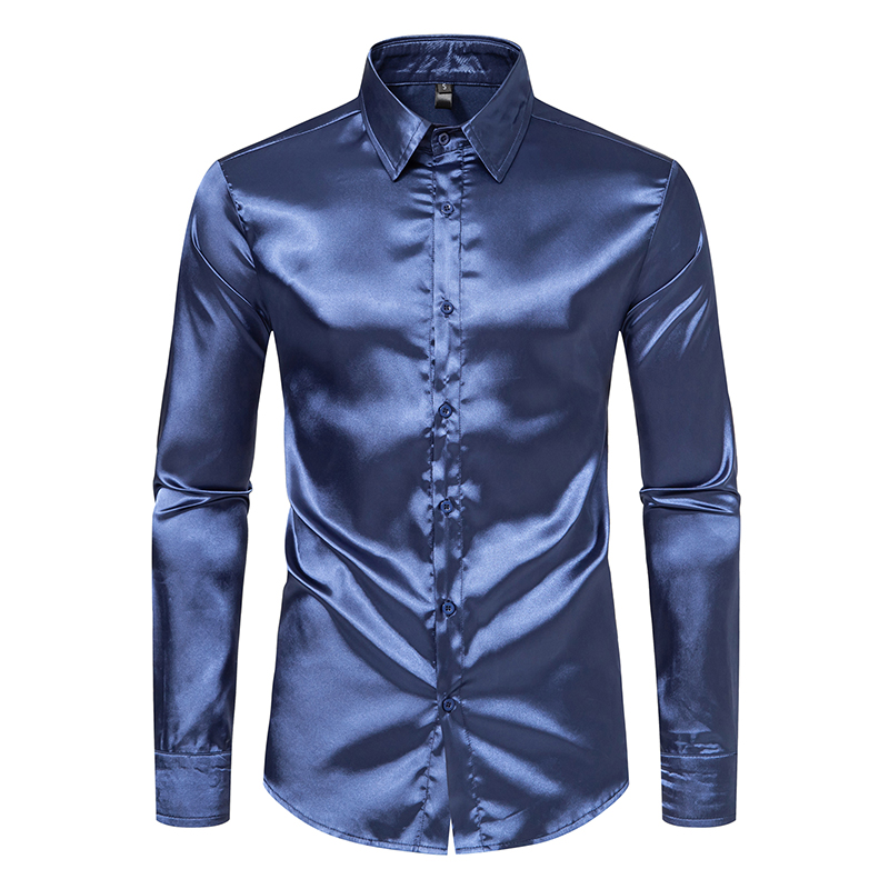Men's Black Satin Luxury Dress - Mens Satin Silk Dress Shirt recension och pris