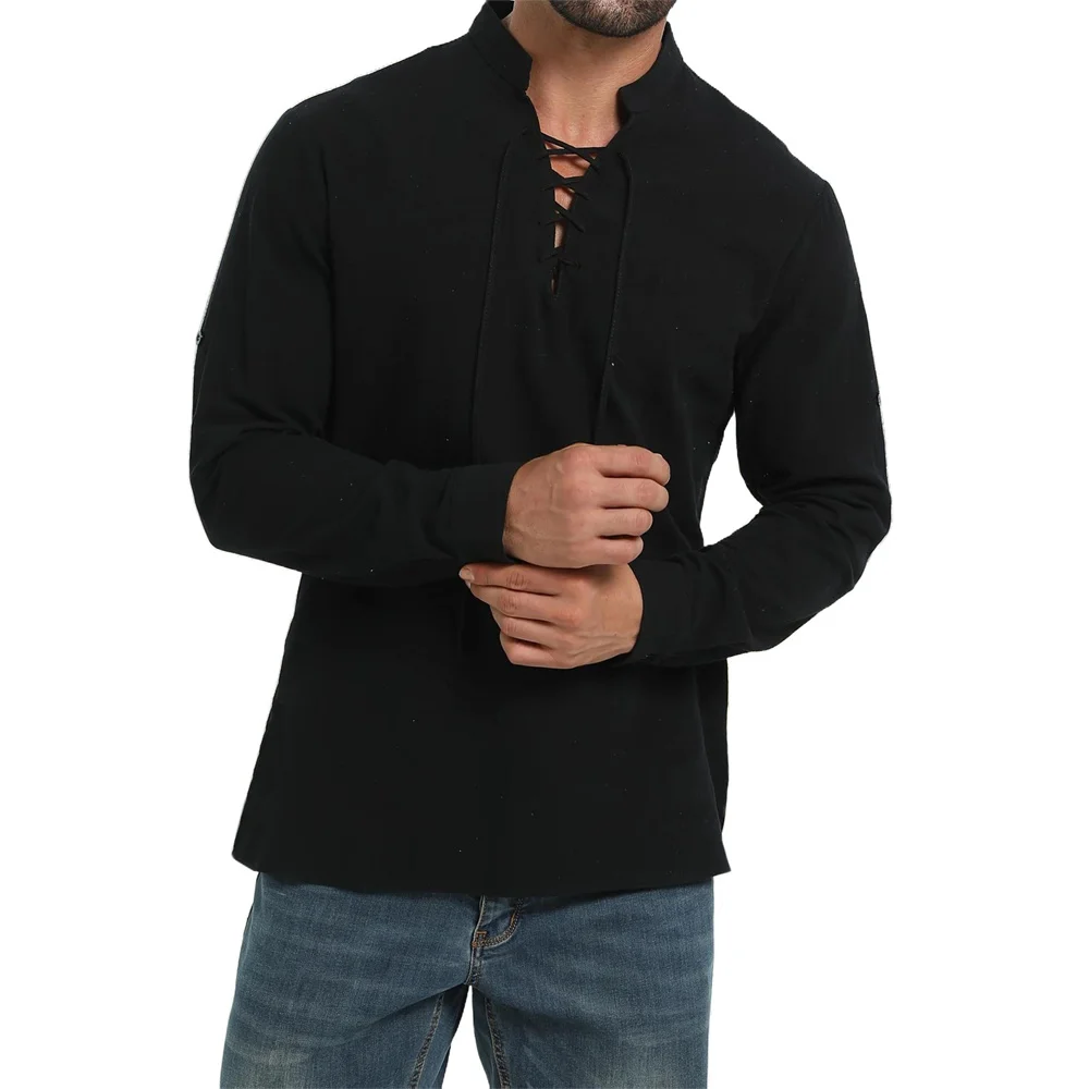 Spring Autumn Men's Pirate Shi - Medieval Gothic Lace Up Pirate Shirt recension och pris