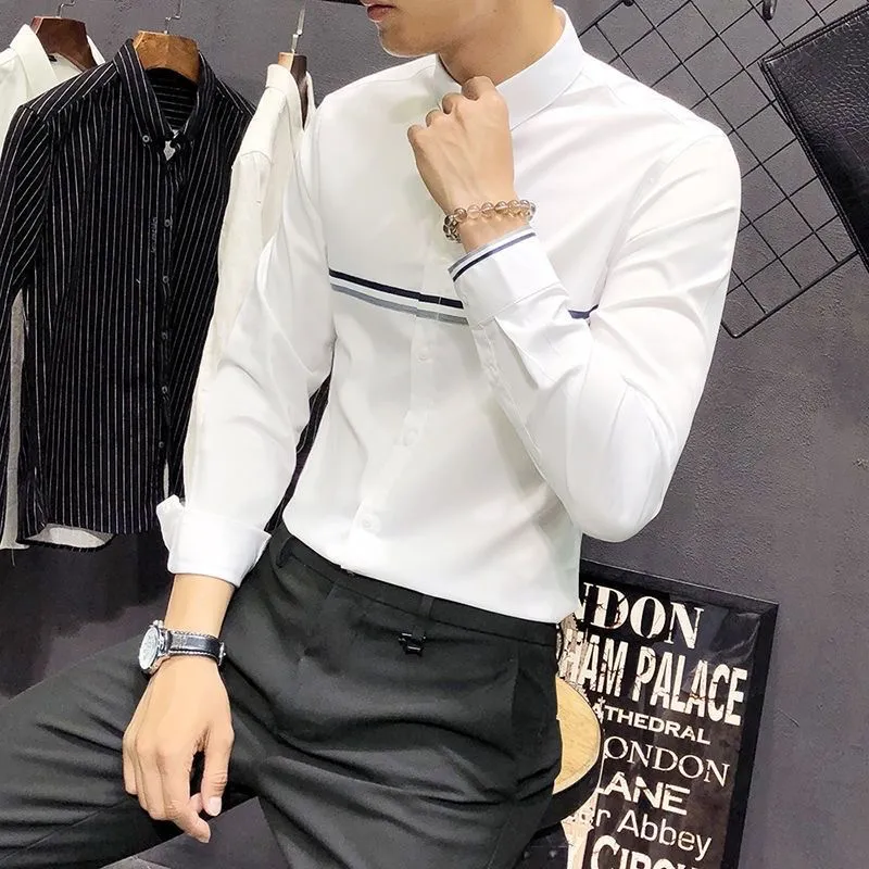 Men's Mandarin Collar Long Sle - Mandarin Collar Formal Shirt Slim Fit recension och pris