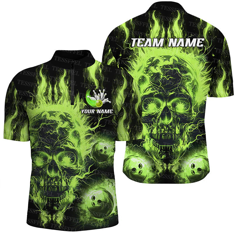 Custom Name Graffiti Flame Str - Short Sleeve Bowling Shirt Retro recension och pris