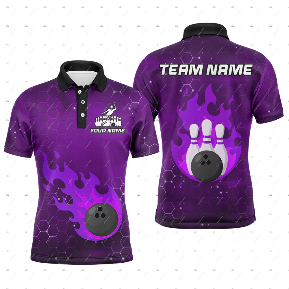 Custom Name Bowling Skull Flam - Short Sleeve Bowling Shirt Retro recension och pris