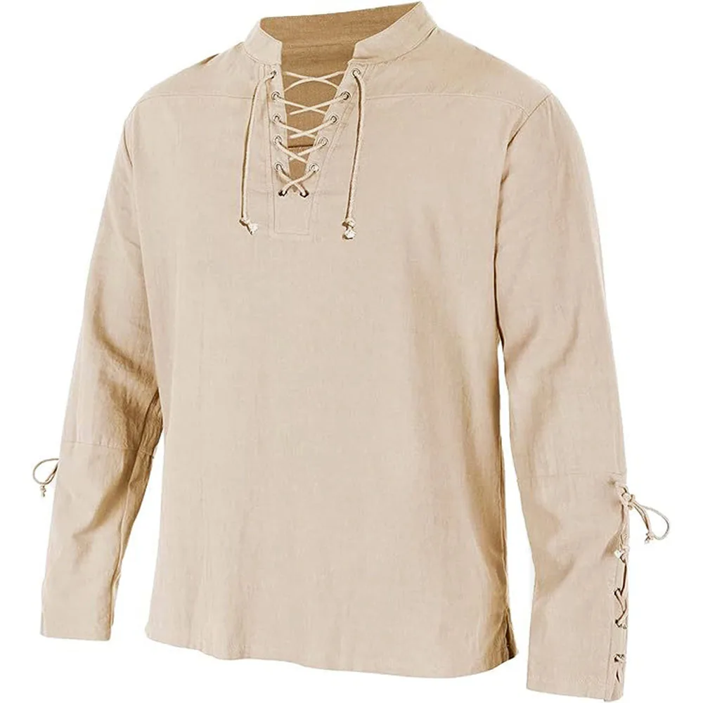 Men's Long Sleeve Shirts Lace  - Medieval Gothic Lace Up Pirate Shirt recension och pris