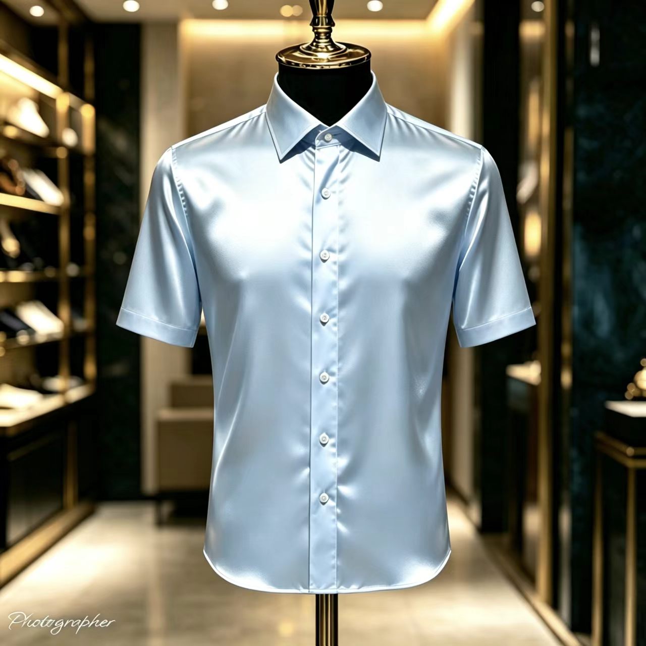 Men's Solid Color Satin Short- - Mens Satin Silk Dress Shirt recension och pris