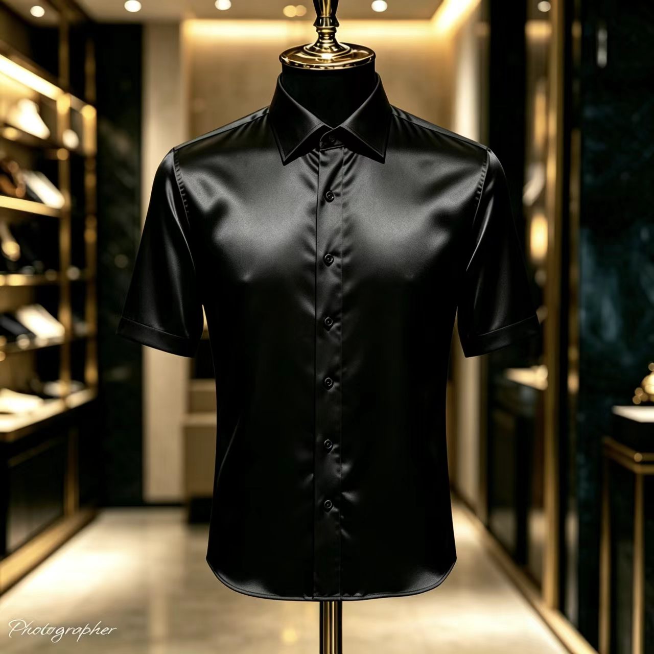 Men's Solid Color Satin Short- - Mens Satin Silk Dress Shirt recension och pris