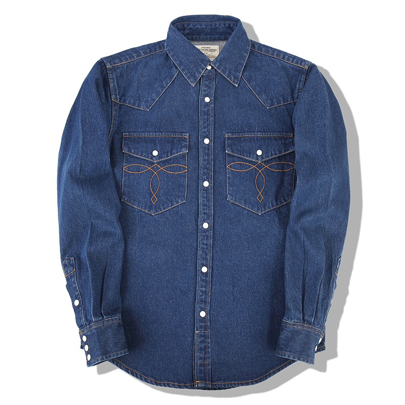 American Wash Vintage Denim Sh - Mens Western Denim Pearl Snap Shirt recension och pris
