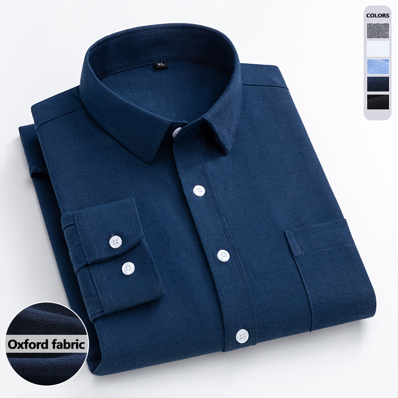 Navy Blue Oxford Shirt Men's L - Oxford Cotton Casual Shirt Business recension och pris