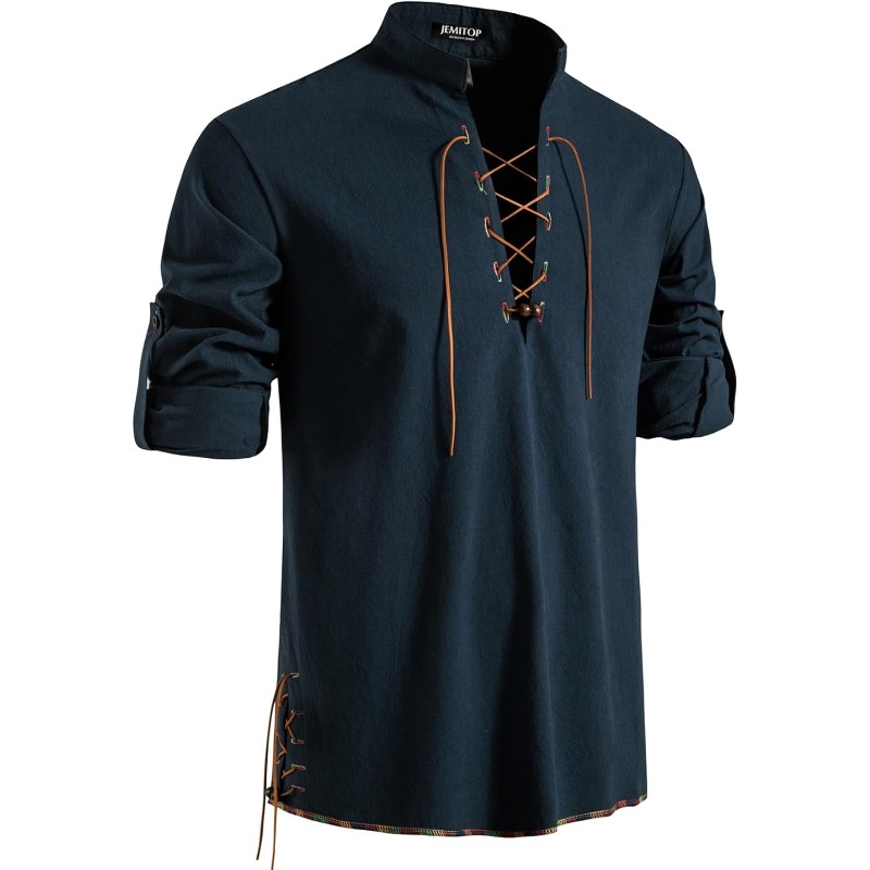 Mens Pirate Shirt Viking Retro - Medieval Gothic Lace Up Pirate Shirt recension och pris