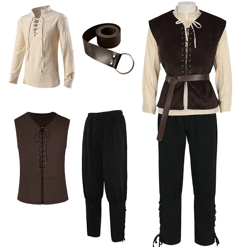 Medieval Shirts Gothic Steampu - Medieval Gothic Lace Up Pirate Shirt recension och pris