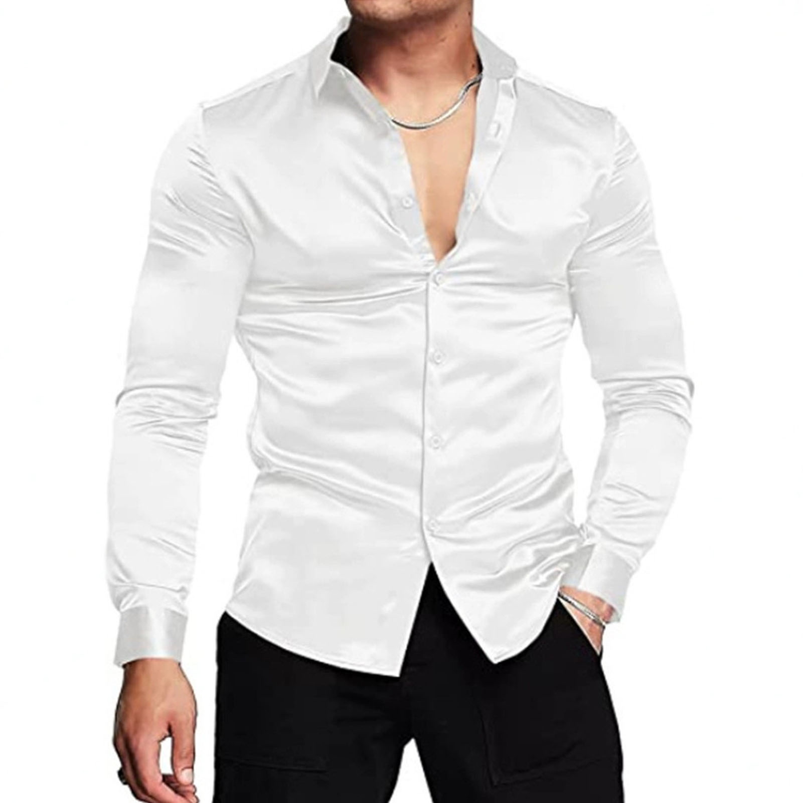 Spring Autumn Silk Satin Shirt - Mens Satin Silk Dress Shirt recension och pris