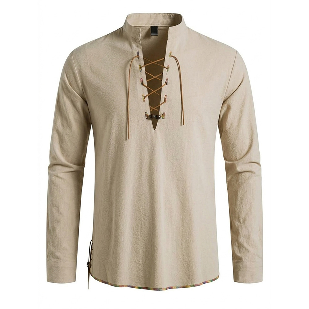 Men's Henley Neck Medieval Shi - Medieval Gothic Lace Up Pirate Shirt recension och pris