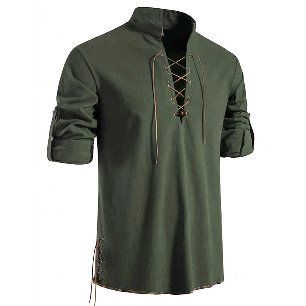 Men's Henley Neck Medieval Shi - Medieval Gothic Lace Up Pirate Shirt recension och pris
