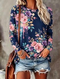 Women's Floral Print Top Navy  - T-Shirts recension och pris