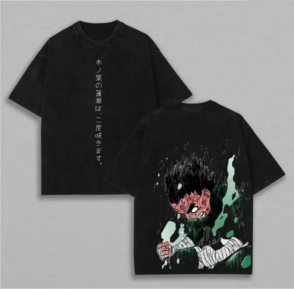 Rock Lee T Shirt Naruto Men Ac - Acid Wash Vintage Graphic T Shirt recension och pris