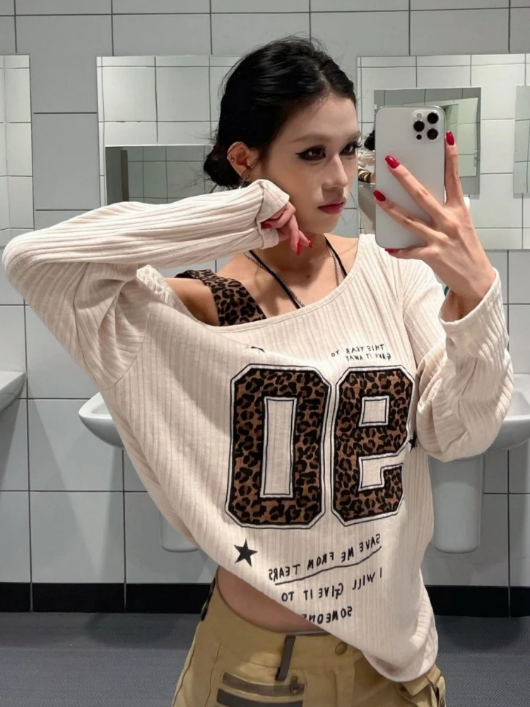Y2K Patchwork Leopard Print T- - T-Shirts recension och pris