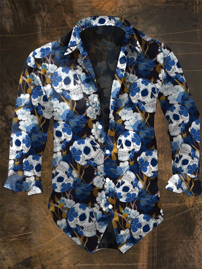 Halloween Men's Dark Skull Pri - Vintage Hawaiian Floral Shirt recension och pris