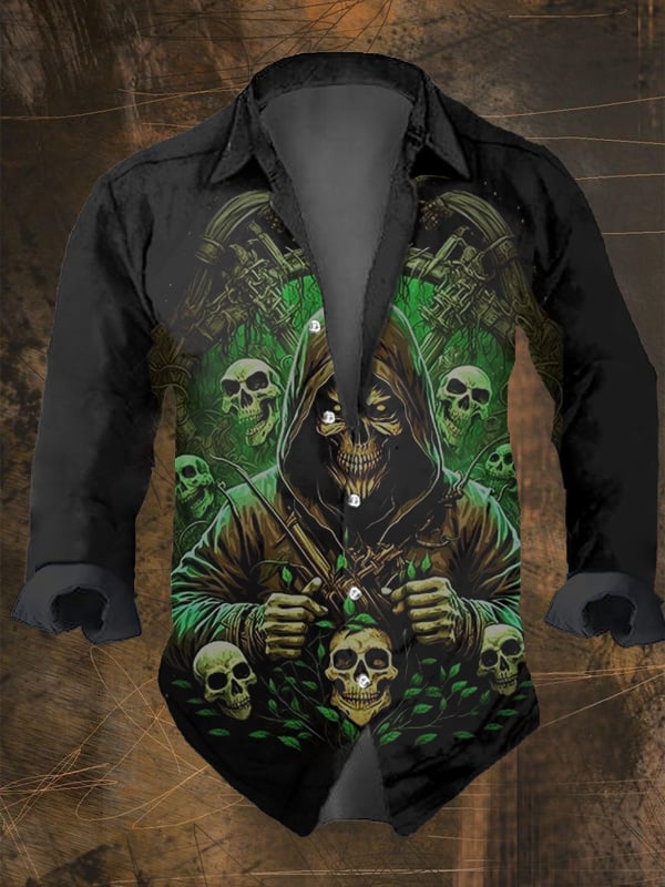 Halloween Men's Dark Skull Pri - Vintage Hawaiian Floral Shirt recension och pris