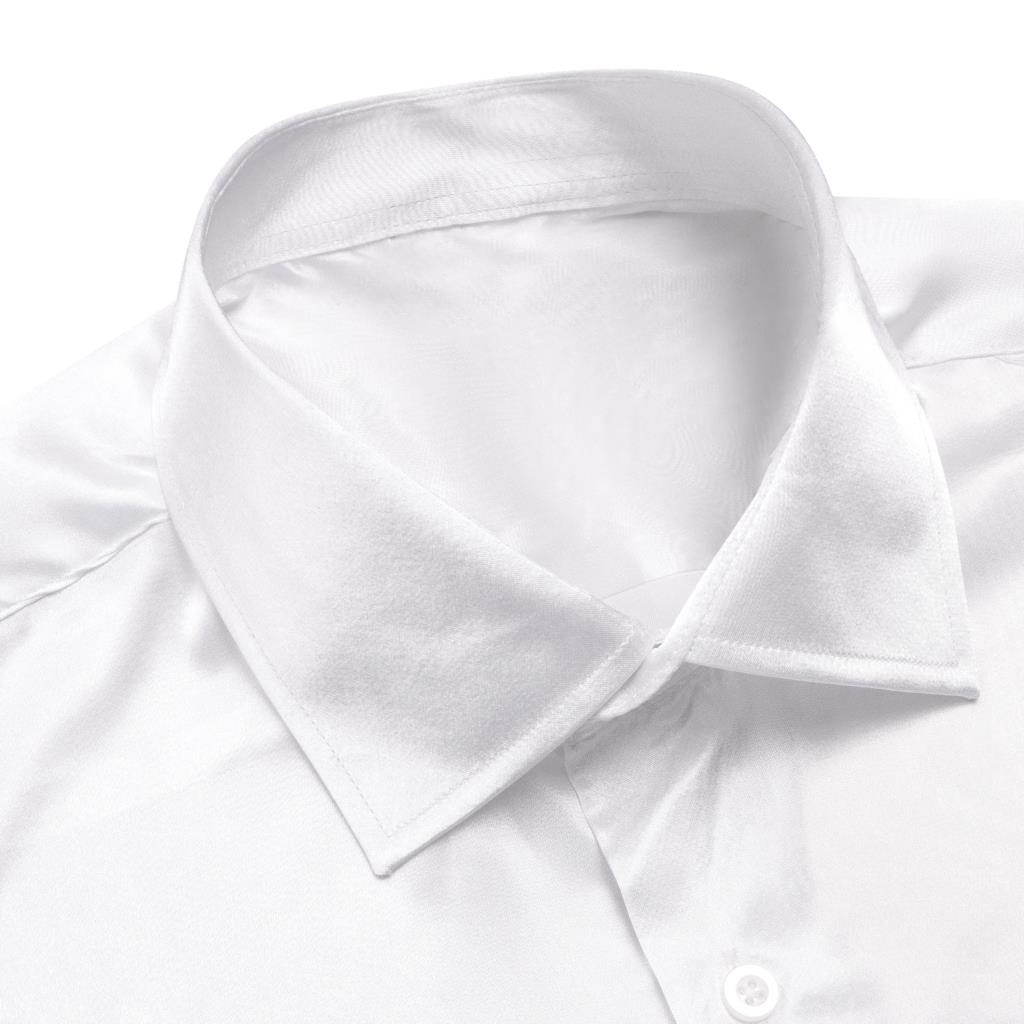 Hi-Tie White Silk Satin Mens S - Mens Satin Silk Dress Shirt recension och pris