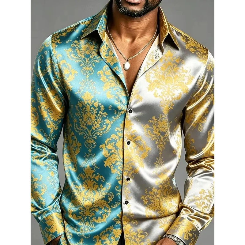 Satin Silk Long Sleeve Baroque - Mens Satin Silk Dress Shirt recension och pris