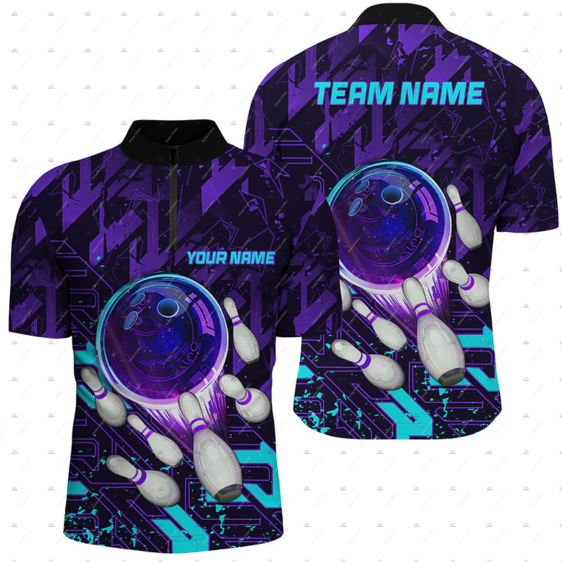 Custom Name Bowling Skull Colo - Short Sleeve Bowling Shirt Retro recension och pris