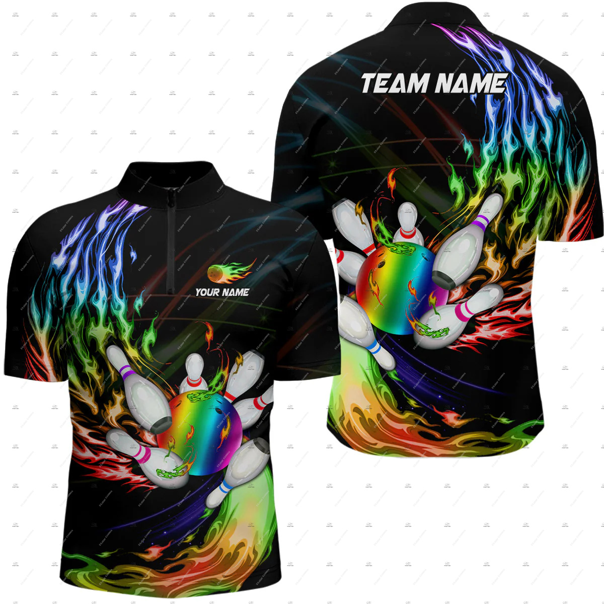 Custom Name Bowling Skull Colo - Short Sleeve Bowling Shirt Retro recension och pris