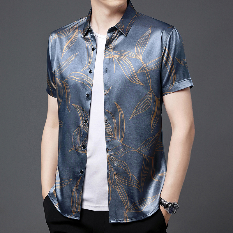 Summer 2022 Men's Silk Clothin - Mens Satin Silk Dress Shirt recension och pris