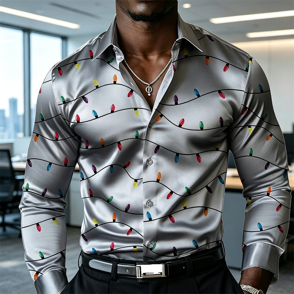Christmas men's lantern shirt  - Mens Satin Silk Dress Shirt recension och pris