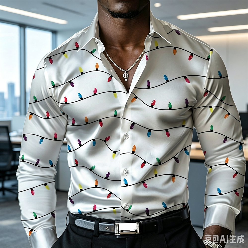 Christmas men's lantern shirt  - Mens Satin Silk Dress Shirt recension och pris
