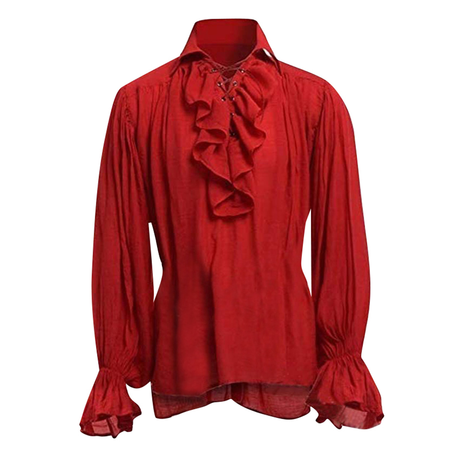 Mens Halloween Lace Up Pirate  - Medieval Gothic Lace Up Pirate Shirt recension och pris