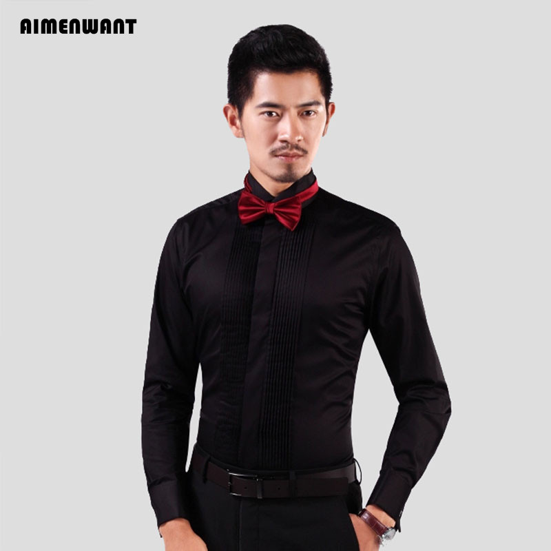 AIMENWANT 2024 Tuxedo Shirts M - Mandarin Collar Formal Shirt Slim Fit recension och pris