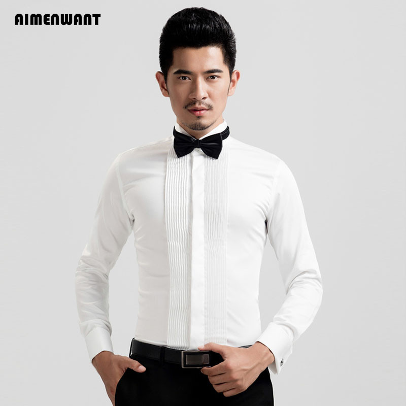AIMENWANT 2024 Tuxedo Shirts M - Mandarin Collar Formal Shirt Slim Fit recension och pris