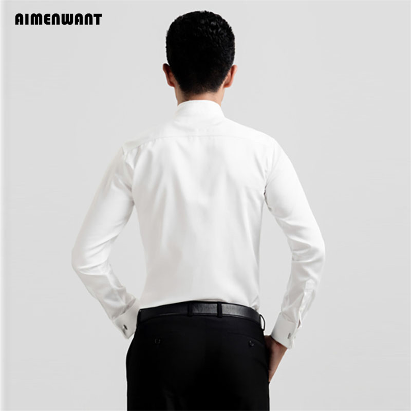 AIMENWANT 2024 Tuxedo Shirts M - Mandarin Collar Formal Shirt Slim Fit recension och pris