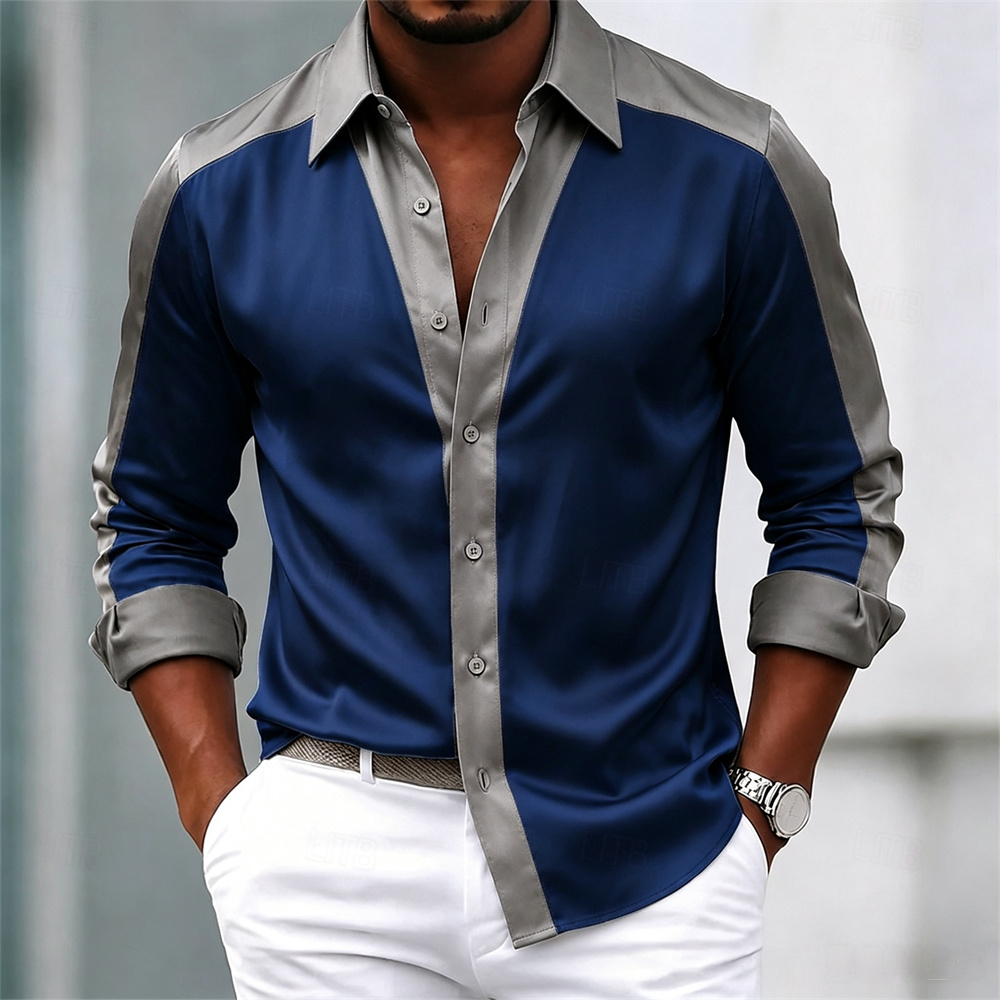 Men's shirt satin shirt dress  - Mens Satin Silk Dress Shirt recension och pris