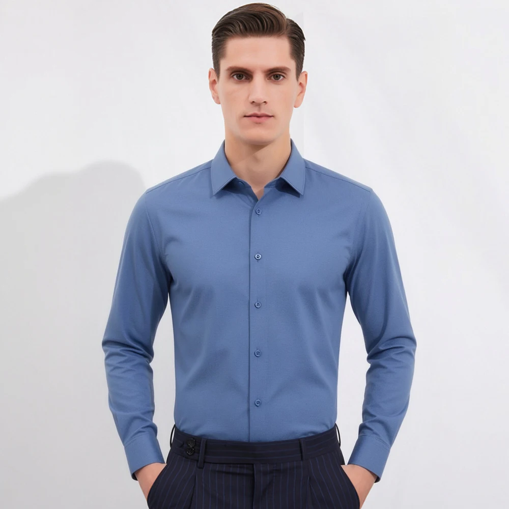Men‘s Satin-Like Long Sleeve B - Breathable Bamboo Fiber Shirt Non Iron recension och pris