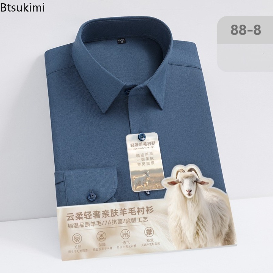 New Hight Quality Wool Modal L - Mandarin Collar Formal Shirt Slim Fit recension och pris