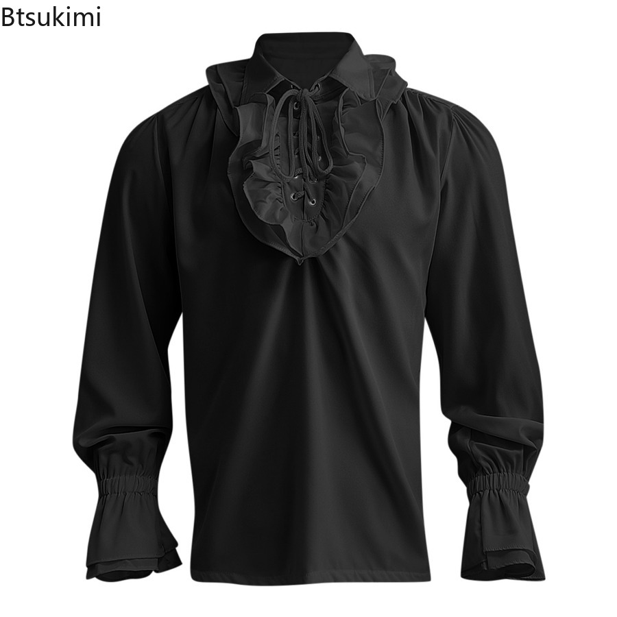 Men's Medieval Renaissance Pir - Medieval Gothic Lace Up Pirate Shirt recension och pris