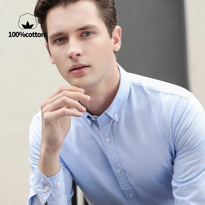 New Men's Oxford Shirt 76% Cot - Oxford Cotton Casual Shirt Business recension och pris